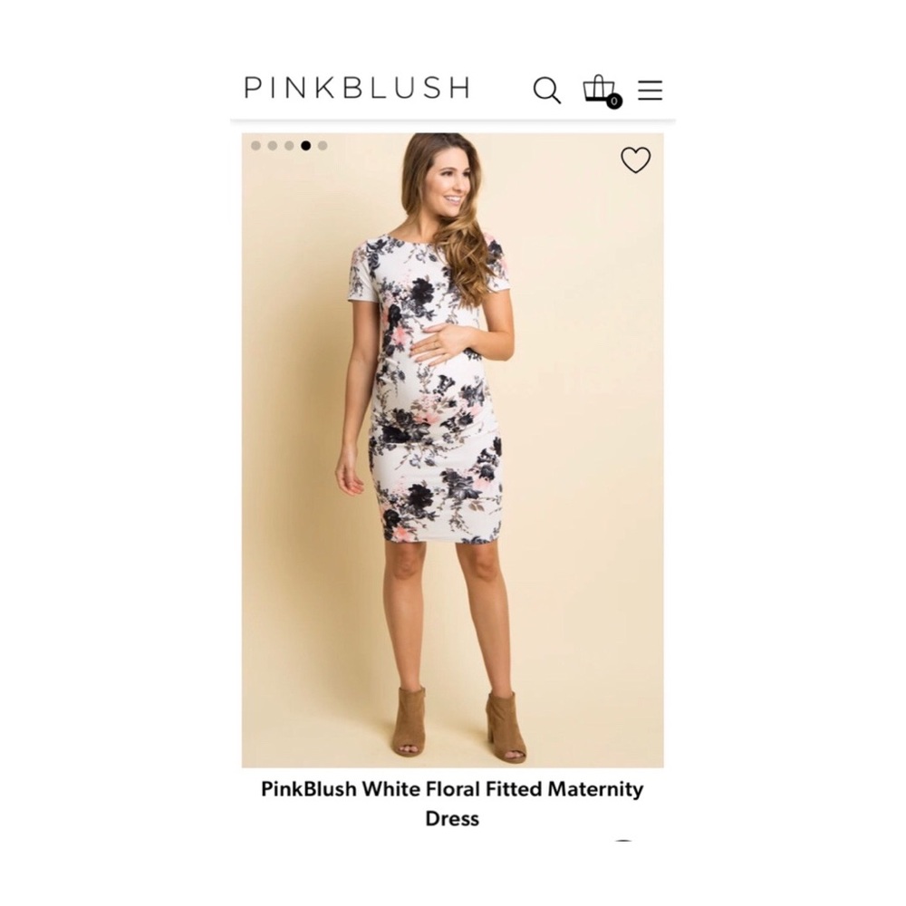 Pink Blush Maternity White Floral Fitted Dress